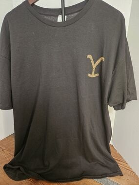 Black Tee with Gold Yellowstone Logo